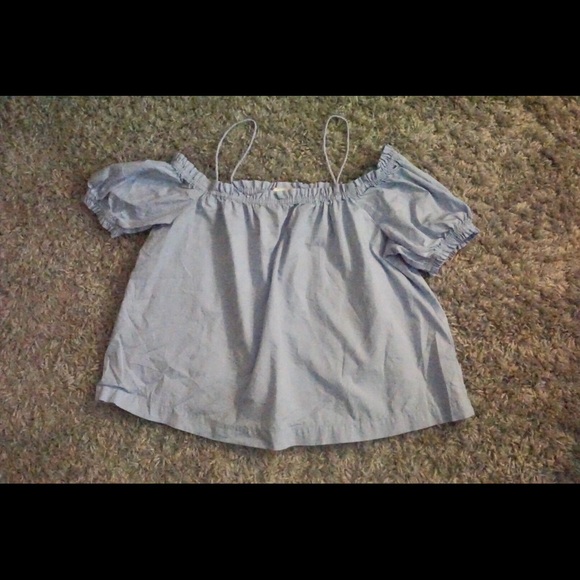 Blue off the shoulder top with straps - Picture 2 of 3